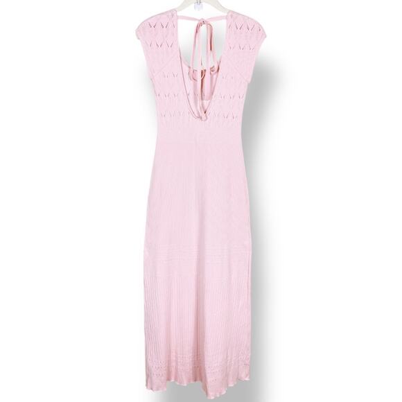 Free People Light Pink Cap Sleeve Open Back Laser Cut Robin Seamless Midi Dress - Picture 10 of 14